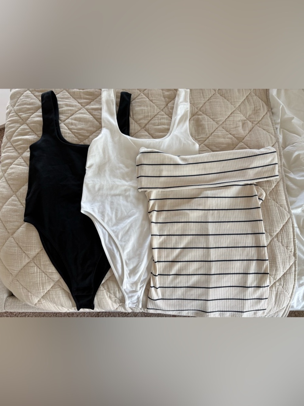 Women’s Size Small Bundle Bodysuits + Off Shoulder Top A New Day Black White